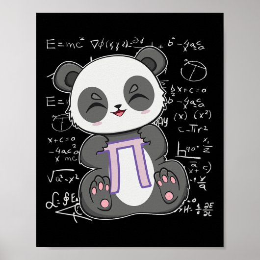 Pi Day 3.14159代数マテマティックアニメパンダ熊 ポスター (正面)