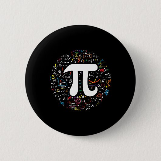 Pi Day 3.14159 Piシンボル科学と数学先生 缶バッジ (正面)