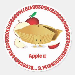 Pi Day Apple Pie Cute Cartoon Numbers ラウンドシール