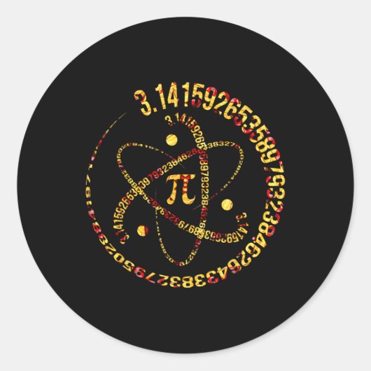 Pi Day Atom Pi 3.14理数愛好家 ラウンドシール (正面)
