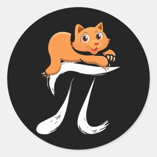 Pi Day Cat Kitten 3月14日マス数学 ラウンドシール (正面)
