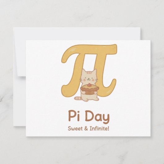 Pi Day Cute Cat Postcard – Sweet & Infinite | Math サンキューカード (正面)