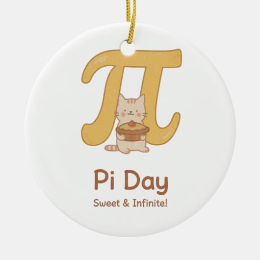 Pi Day Cute Cat Postcard – Sweet & Infinite | Math セラミックオーナメント (正面)