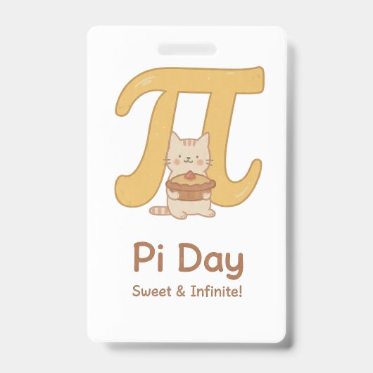 Pi Day Cute Cat Postcard – Sweet & Infinite | Math バッジ (正面)