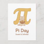 Pi Day Cute Cat Postcard – Sweet & Infinite | Math ポストカード (正面)