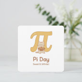 Pi Day Cute Cat Postcard – Sweet & Infinite | Math 招待状 (スタンド正面)