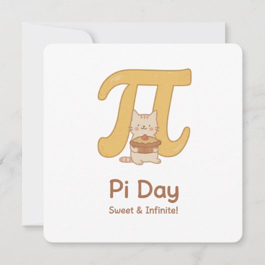 Pi Day Cute Cat Postcard – Sweet & Infinite | Math 招待状 (正面)
