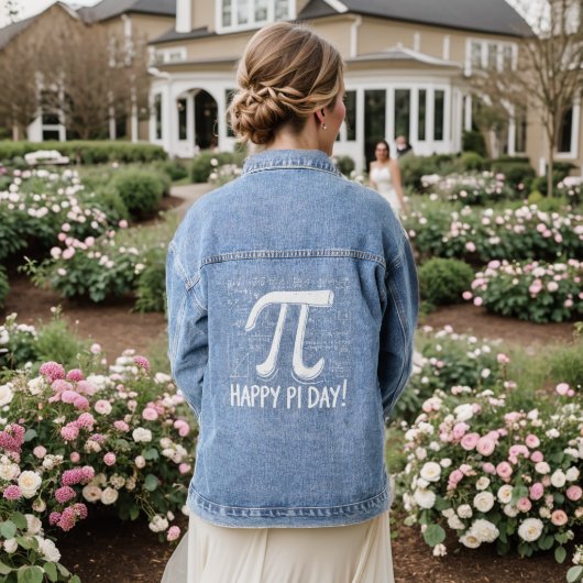 Pi Day Denim Jacket for Women - スタイリッシュ Math Lover デニムジャケット (ウェディング裏面)