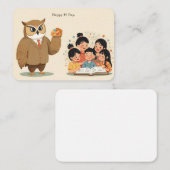 Pi Day Enclosure Card – Cute Owl Teacher エンクロージャーカード (正面/裏面)