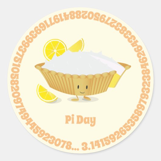Pi Day Lemon Meringue Pie Cartoonキャラクタ ラウンドシール (正面)