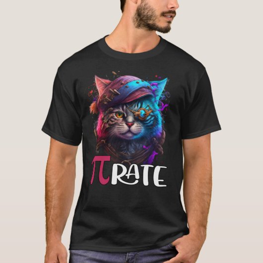 Pi Day Pirate Cat 3 14 Math Science先生Cat Pi Tシャツ (正面)