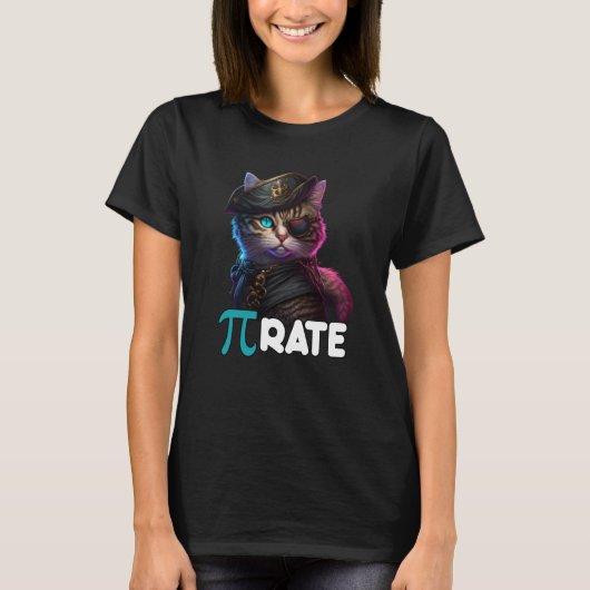 Pi Day Pirate Cat Math Science Teacher Pi Rate 3 1 Tシャツ (正面)