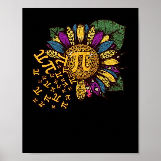 Pi Day Sunflower 3,14数値記号数学サイエンス ポスター (正面)