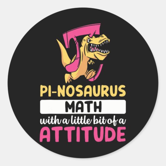 Pi Math Mathematics Dinosaur Dino Pi Day  ラウンドシール (正面)
