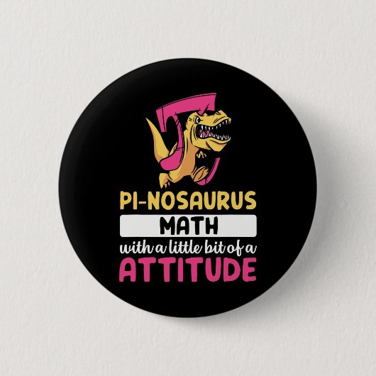 Pi Math Mathematics Dinosaur Dino Pi Day  缶バッジ (正面)