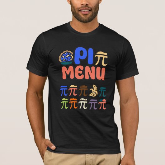 Pi Menu T-Shirt – Funny Math & Pizza Tee for Pi Da Tシャツ (正面)