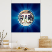 Pi Number on Earth - Math Blue poster ポスター (キッチン)