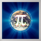 Pi Number on Earth - Math Blue poster ポスター (正面)