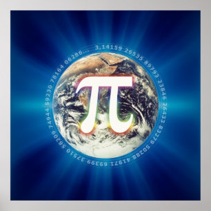 Pi Number on Earth - Math Blue poster ポスター