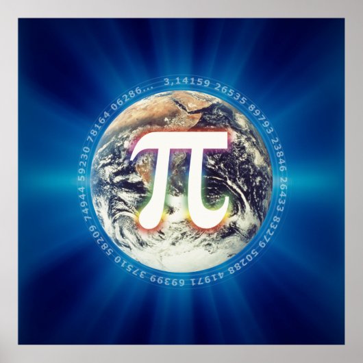 Pi Number on Earth - Math Blue poster ポスター (正面)
