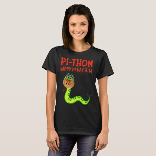 PI THON Pi Day Python Pie Math Snake Wild Animal N Tシャツ (正面フル)