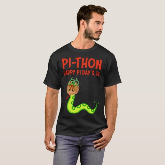 PI THON Pi Day Python Pie Math Snake Wild Animal N Tシャツ (正面フル)