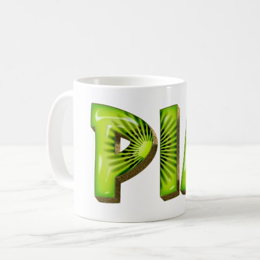 Pia Name Kiwi Style Tasse Teetasse Kaffeetasse コーヒーマグカップ (正面左)