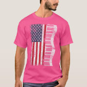 Pianist Classical Music Us Flag Keyboard Piano Pla Tシャツ (正面)