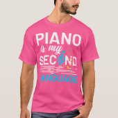 Pianist Musician Music Notes Treble Clef Piano Tシャツ (正面)