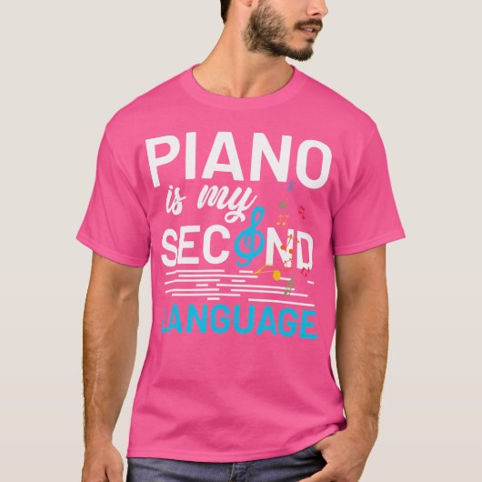 Pianist Musician Music Notes Treble Clef Piano Tシャツ (正面)