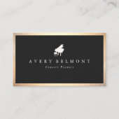 Pianist Piano Music Teacher Black and Gold 名刺 (正面)