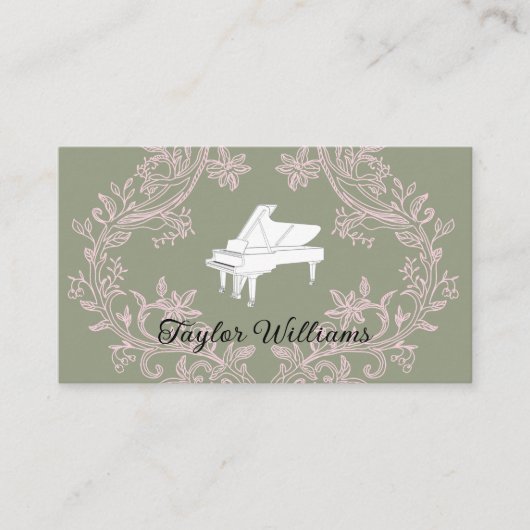 pianist pink and sage green design 名刺 (正面)