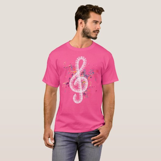 Pianist Treble Clef Keyboard Piano Tシャツ (正面フル)