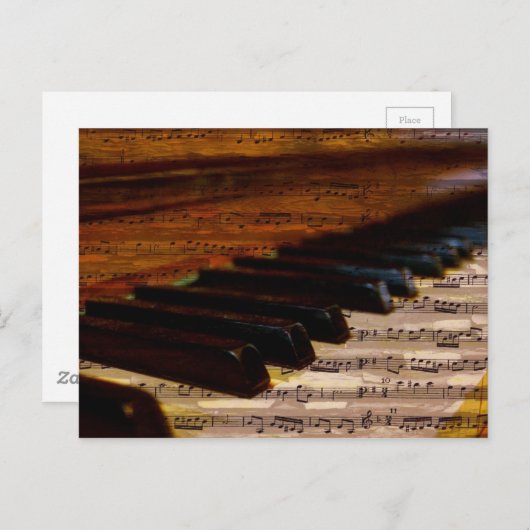 piano-317026ピアノ音符シート音楽ソングライター ポストカード (正面/裏面)