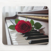 Piano and a rose -Musicians eligant mouse pad