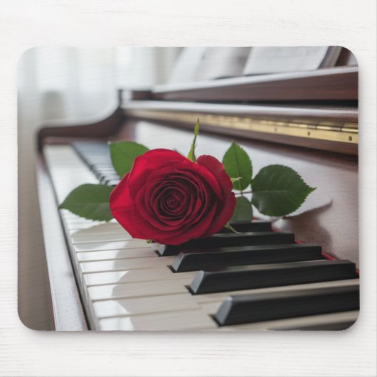 Piano and a rose -Musicians eligant mouse pad マウスパッド (正面)