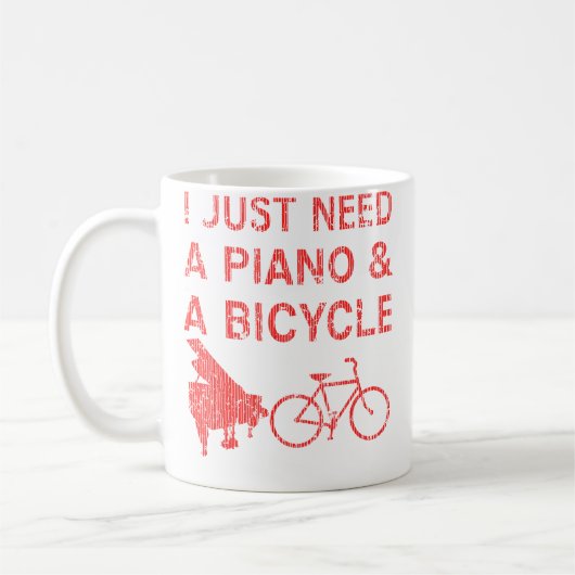 Piano Bicycle 	 Bike Pianist Cyclist Instrument Gi コーヒーマグカップ (左)