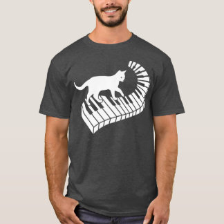 Piano Cat Funny Piano Player Musician Keyboard Pia Tシャツ