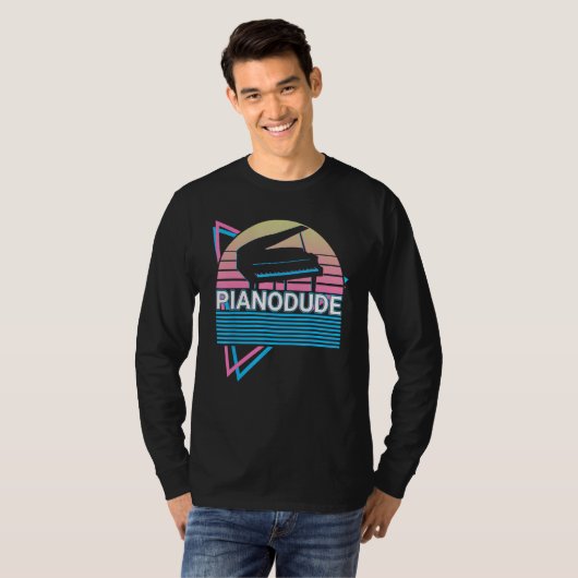 Piano Dude Keyboard Piano Retro Tシャツ (正面フル)