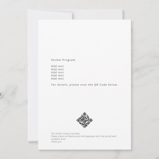 Piano Elegant Piano Recital & Program 招待状 (裏面)