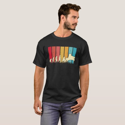 Piano Evolution Retro Piano Player Pianist  1 Tシャツ (正面フル)