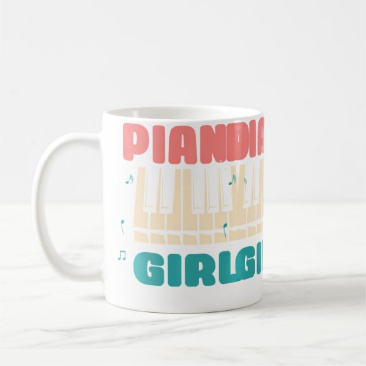 Piano Girl Piano Player Jazz Instrument Music Funn コーヒーマグカップ (左)