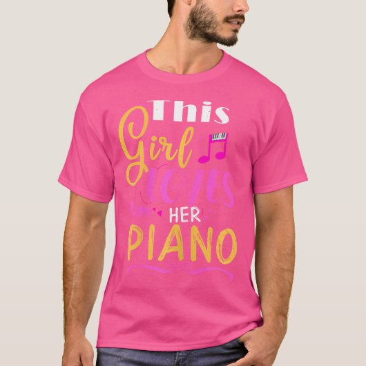 Piano Girl Shirt I Pianist Piano Lover Player Tシャツ (正面)