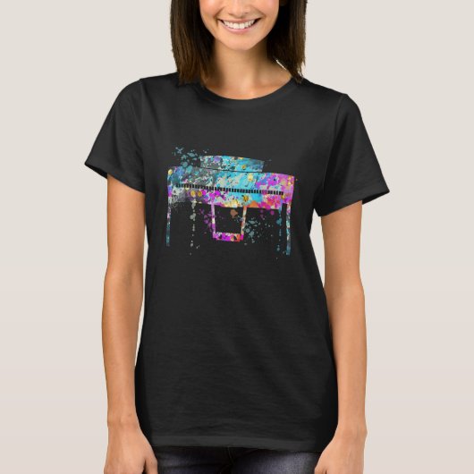 Piano Instrument Silhouette Pianos Tシャツ (正面)