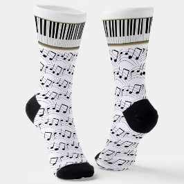 Piano Keyboard And Musical Notes ソックス