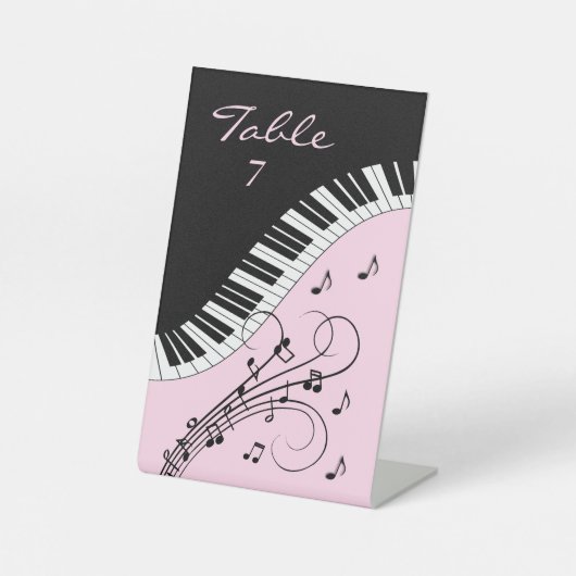 Piano Keyboard Black and White Music Design Pink 台座サイン (正面)