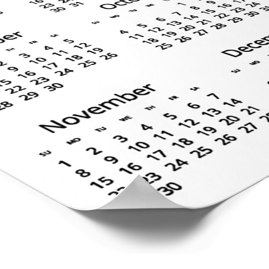 Piano Keyboard Design 2026 Wall Calendar Poster ポスター (角)