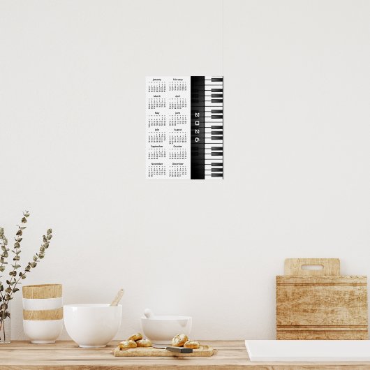 Piano Keyboard Design 2026 Wall Calendar Poster ポスター (キッチン)
