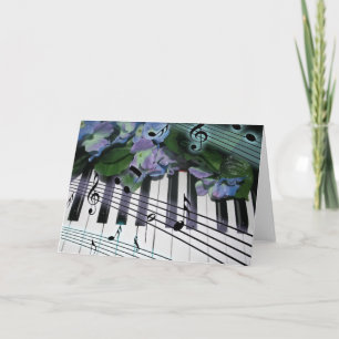 Piano Keys and Flowers カード