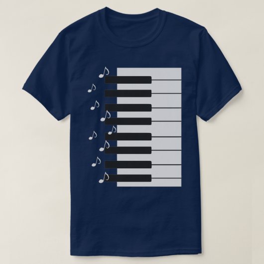 Piano keys with music notes piano player musician  tシャツ (デザイン正面)